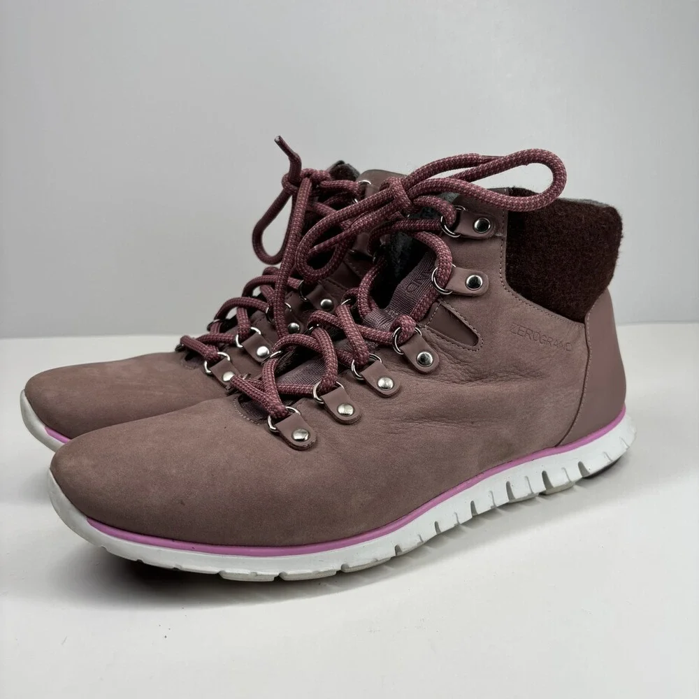 Cole Haan ZERØGRAND Women's 9.5B Mauve/Pink Leather Waterproof Hiker Boot W14044